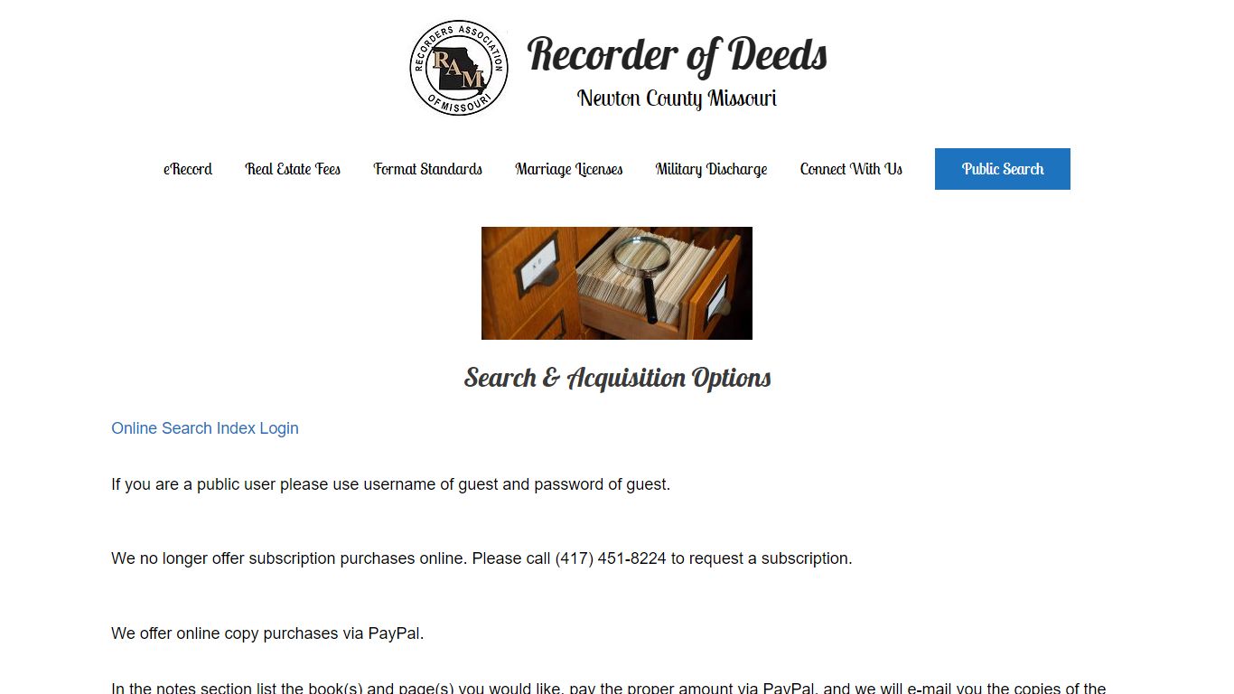 Public Search - Recorder of Deeds – Newton County Missouri